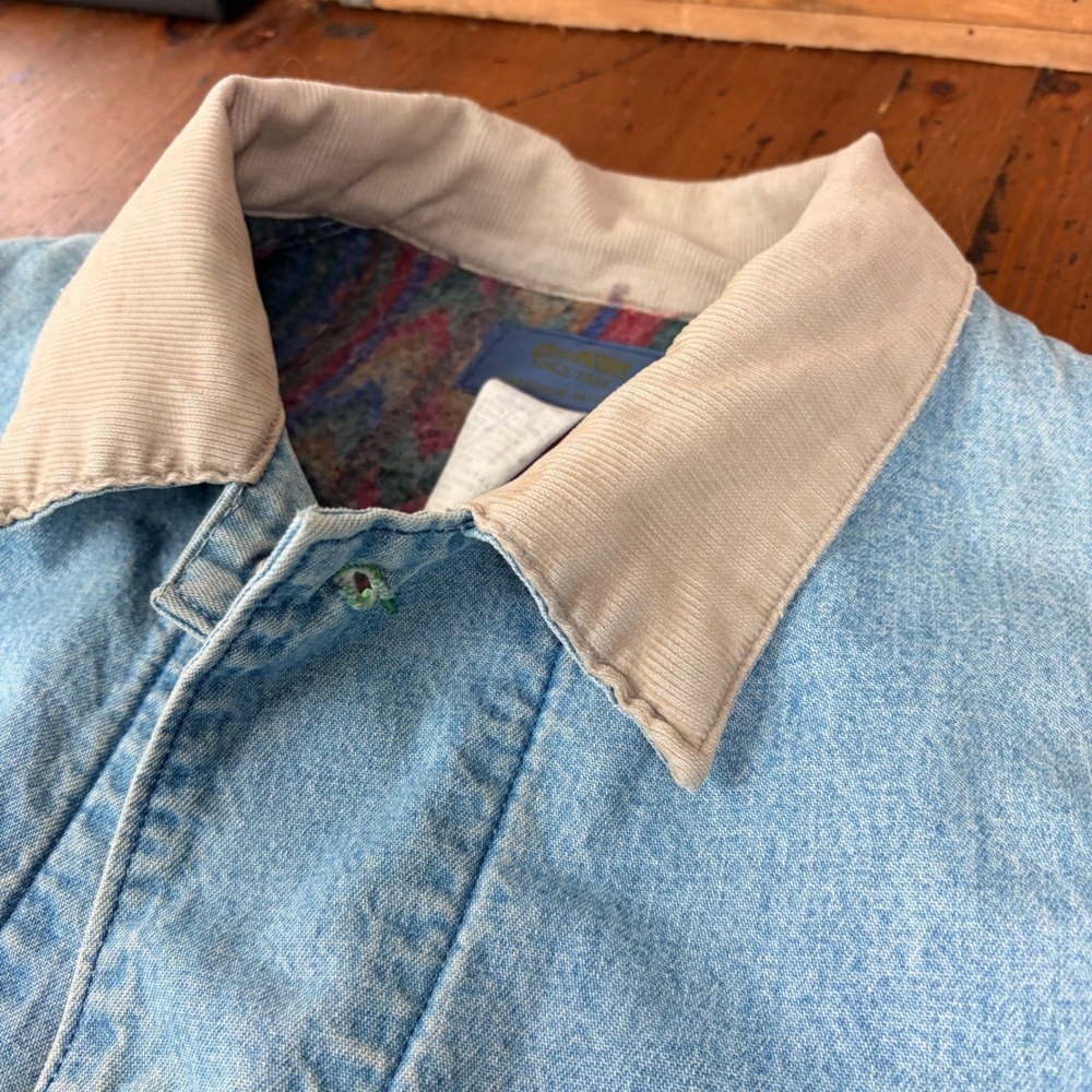 Vintage 80s OshKosh BGosh Blanket Lined Denim Chore Jacket USA Made Workwear 46R - Picture 15 of 15